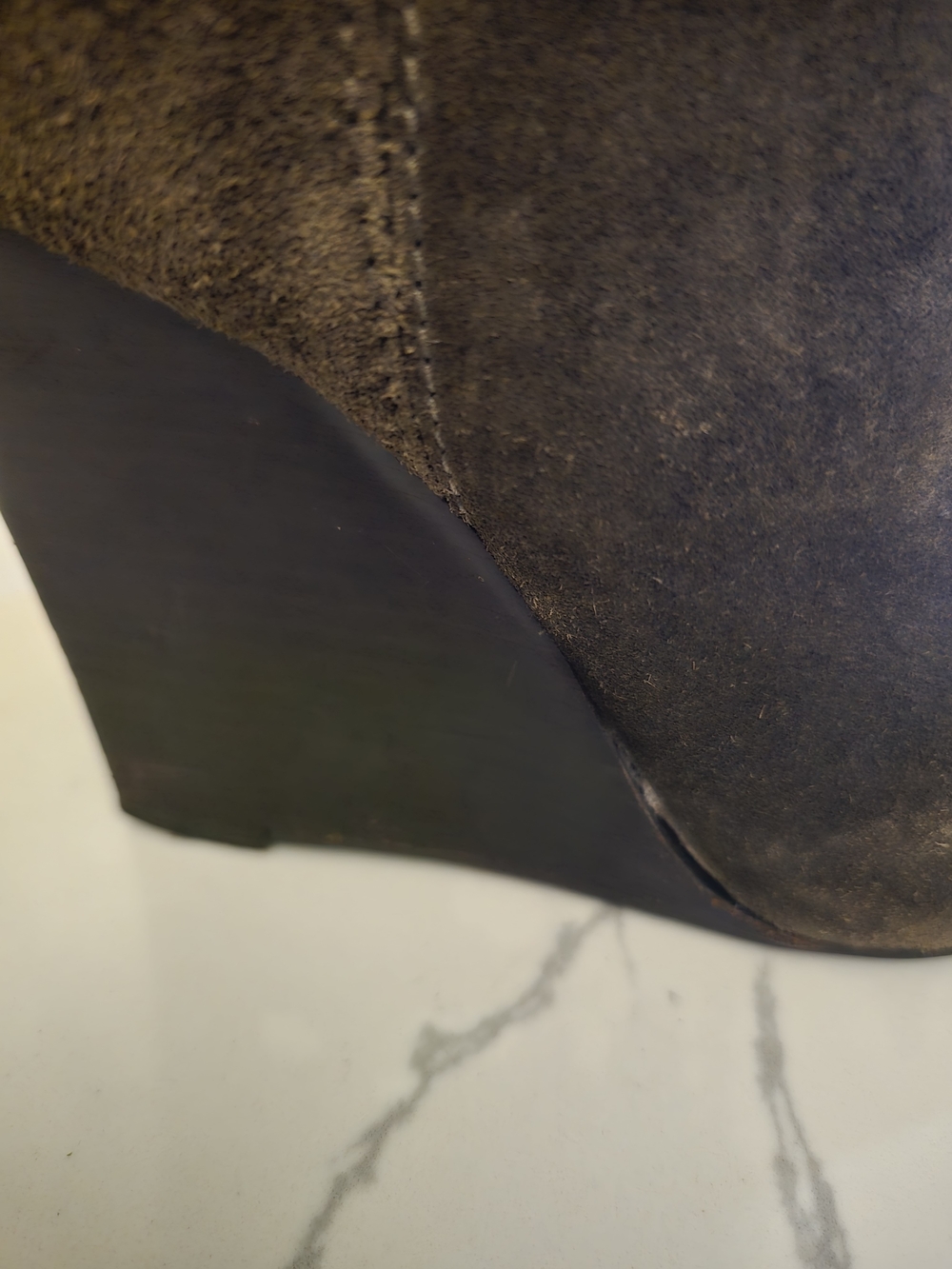 Tory Burch Olive Suede Wedge Booties with Gold Logo - Picture 6 of 6